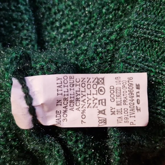 Green v-neck high-low sweater with sparkly shine - Picture 5 of 7